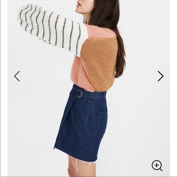 Madewell Raw Hem Denim Wrap Mini Skirt NEW Size 4 Buckle Closure High Waist - Picture 10 of 10